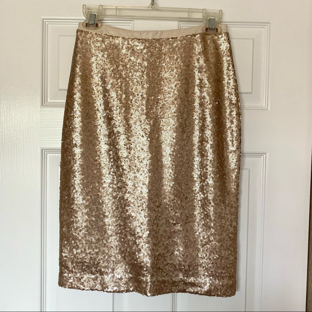 Gold Sequin Pencil Skirt